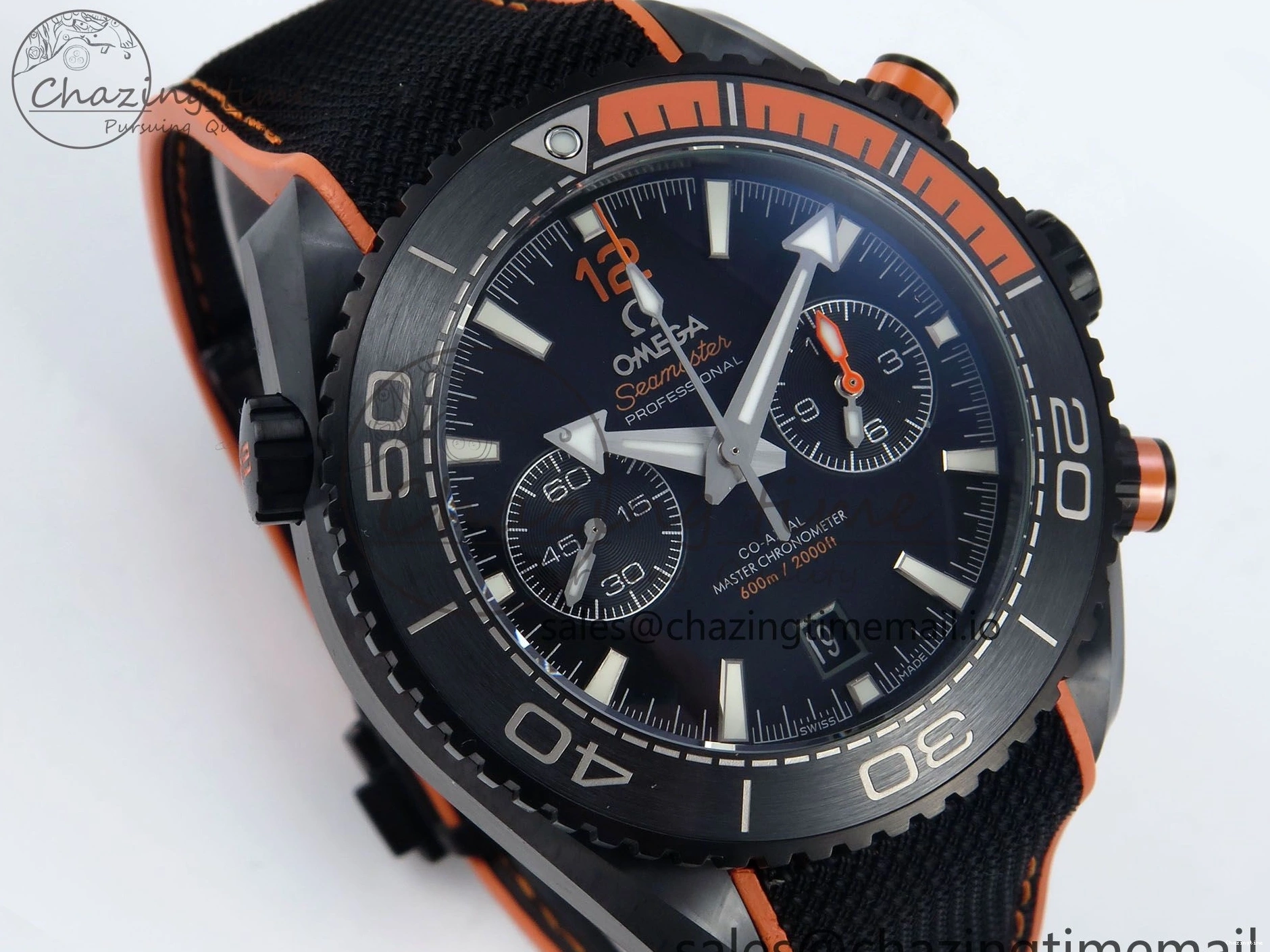 0520 Attractive Planet Ocean Master Chronometer 600M 45.5mm SCF 1:1 Best Edition Black Orange Bezel Black Dial on Black Rubber Strap A9900 Super Clone 7668